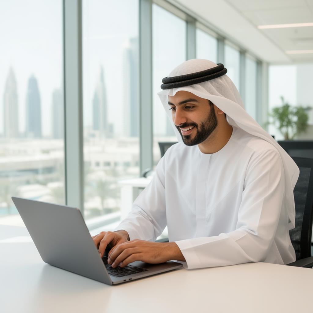Qatari professional working in a Doha office